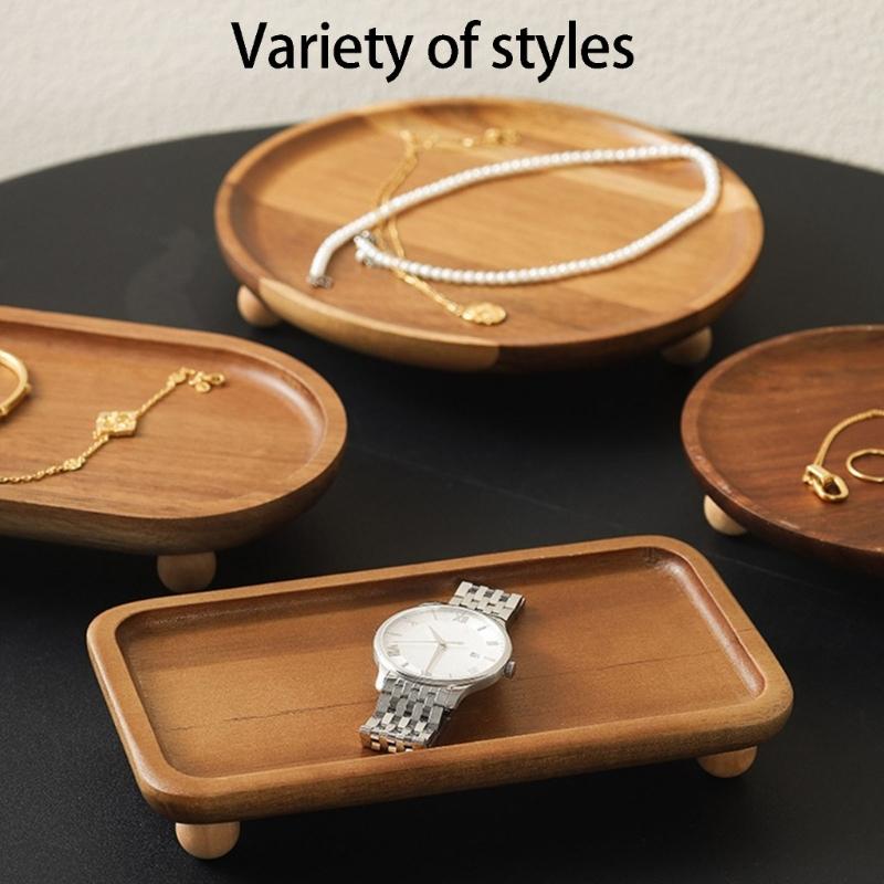 Traditional Japanese Elevated Serving Tray Natural Finish High Foot Display Tray for Food Fruits and Decors Storage