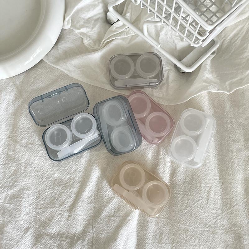 Ins Minimalist Transparent Contact Lens Box Women Travel Colored Contact Lens Case Contact Lenses Case with Tweezers