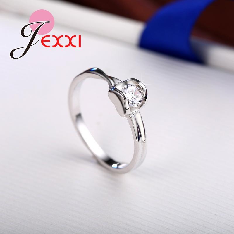 925 Silvers Personality Square Shaped Crystal Ring Beautiful Woman Man Wedding Engagement Jewelry