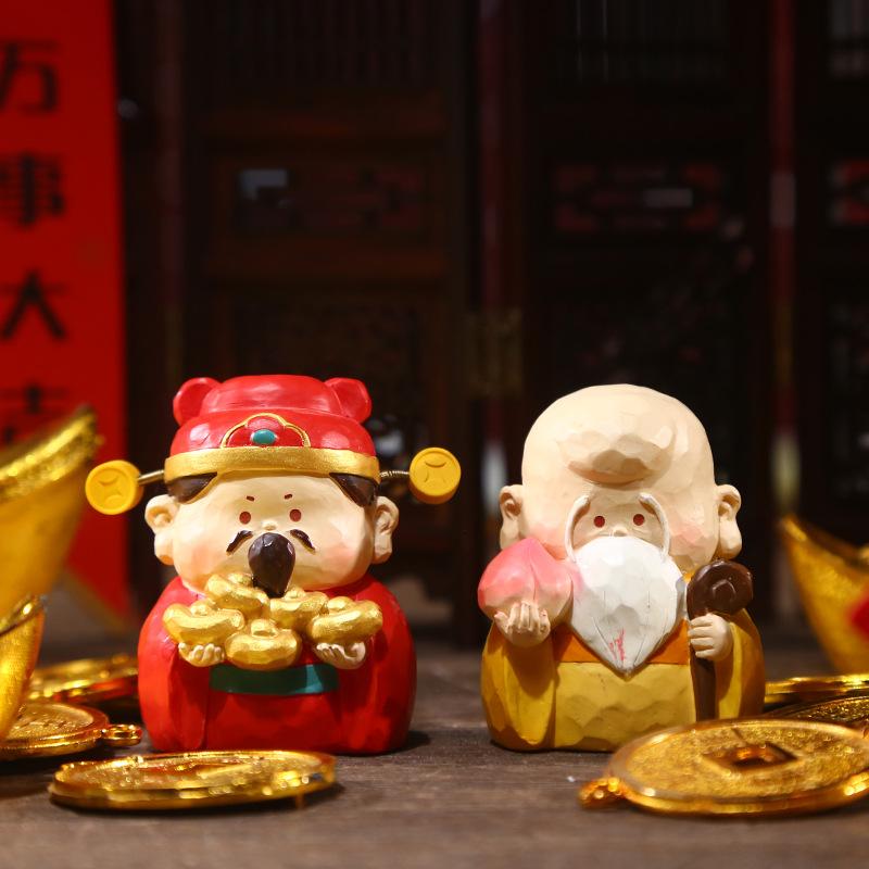 All Wishes Fulfilled: Cute Little ImmortalsGod of Wealth Happiness Prosperity and Longevity Desktop Decorative Resin Handicrafts