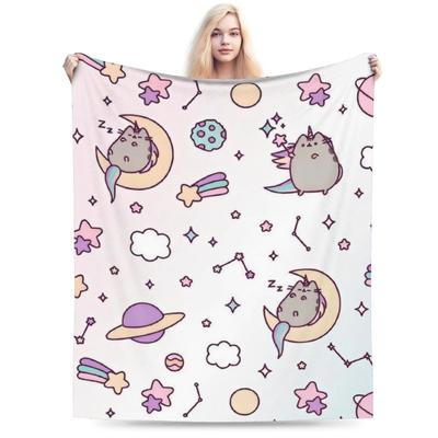 New Pusheens Cat Flannel Blanket Super Soft Comfortable Throw Machine Washable For Home Sofa Bed