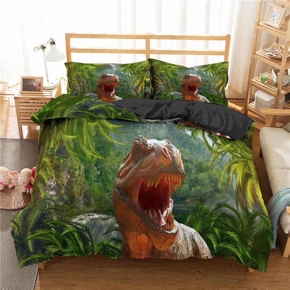 3D-trykk Dinosaur Dynetrekksett Twin Full Queen King Size Dyne Trekk Dyr for Barn Gutt Jente Tenåring Polyester Sengetøysett
