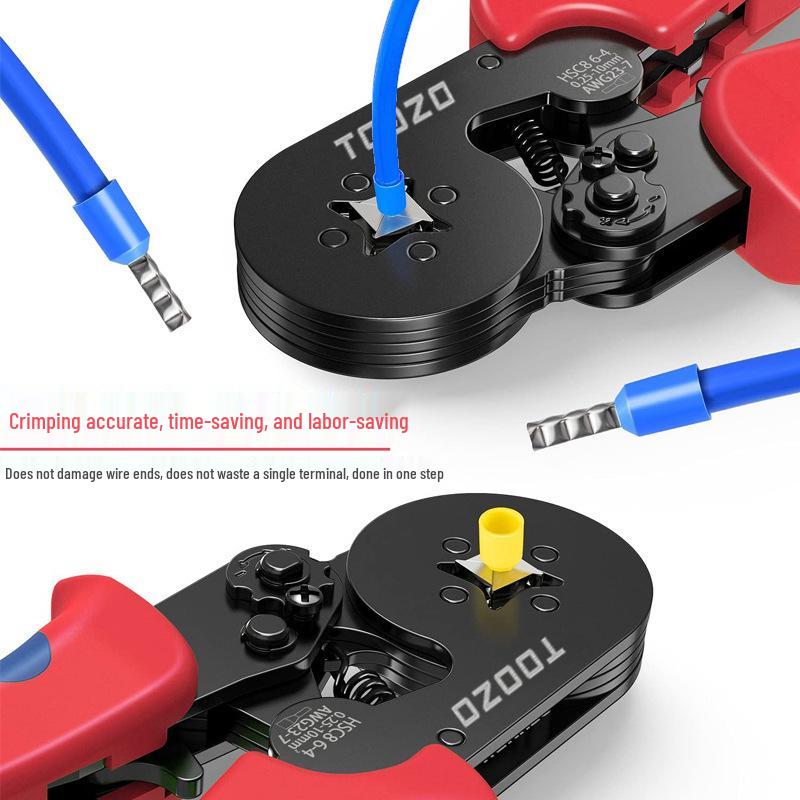 Electrician's Tube and Pin Terminal Crimping Pliers with Cold-Pressed Wire Functionality