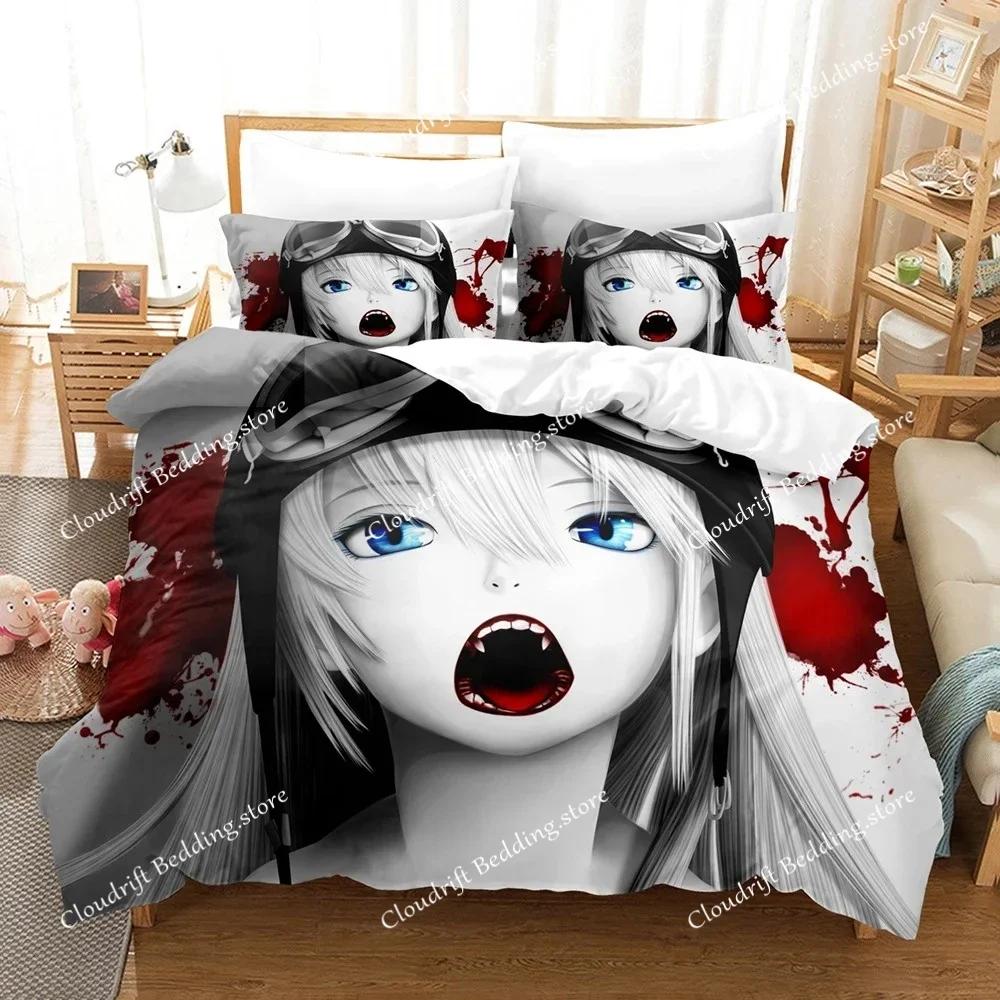 Neues 3D-Druck Monogatari Serie Bettwäsche-Set Anime Araragi Koyomi Bettbezug Doppel Einzel Voll Queen King Erwachsener Kinder Steppdeckenbezug02