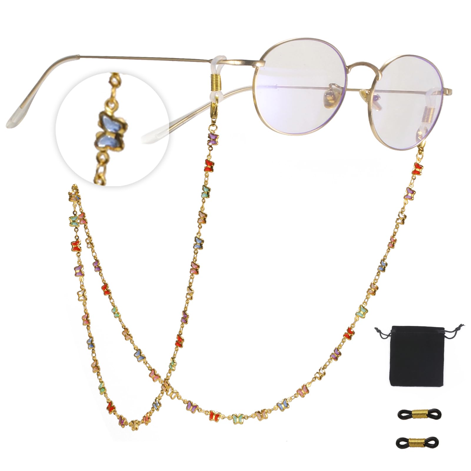 Dreamtimes Butterfly Glasses Chain for Women Handmade Butterfly Eyeglasses Strap Chain Glasses Necklace Chain Eye Glasses Chains