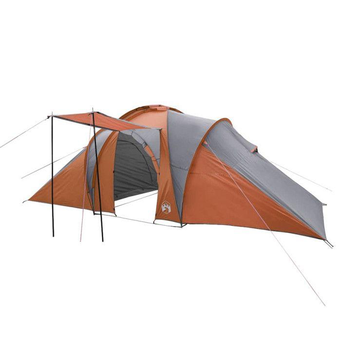 VidaXL Camping Tent 6 Person, Shade Tent with Carry Bag, Portable Awning with Sidewalls, Grey and 94345