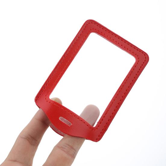 Módní pouzdro na kartu ID odznak Rám z umělé kůže Průhledné pouzdro Kryt Lanyard