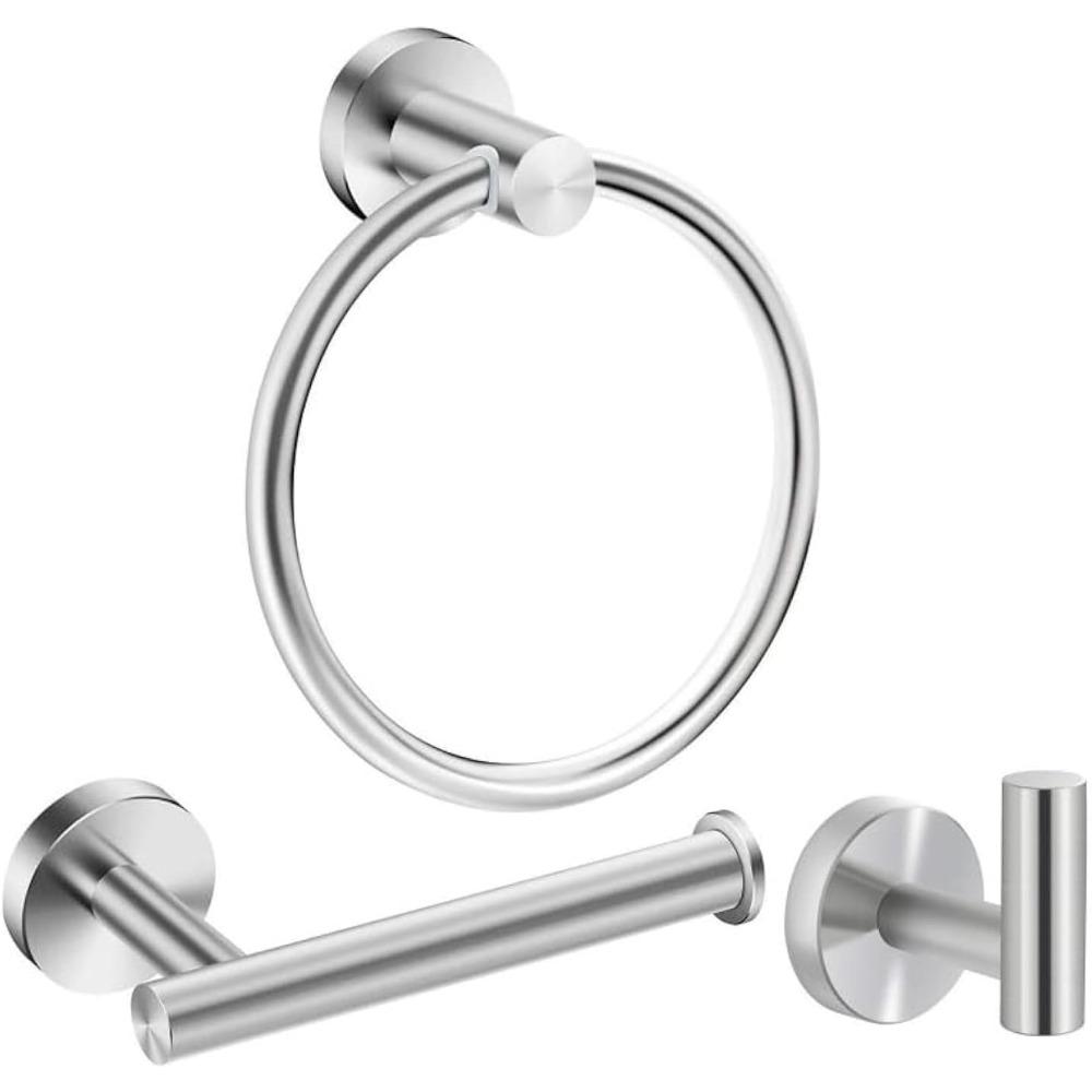 3 Pieces Bathroom Accessories Set Towel Holder Ring Toilet Paper Holder And Robe Hook Set SUS 304 Stainless Steel