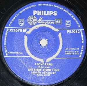

7inch Record KIRBY STONE FOUR - I Love Paris PB1082 Philips 1959 UK Jazz Used