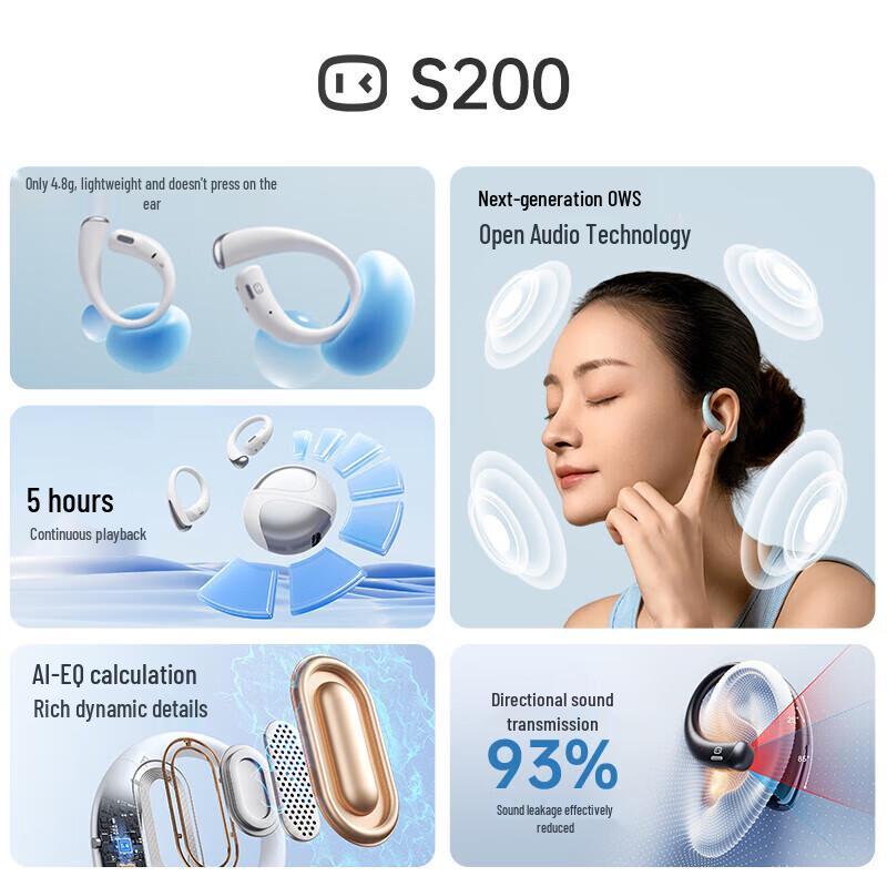 Xiaodu S200 AI Simultaneous Translation Open-Ear Bone Conduction Bluetooth Headphones