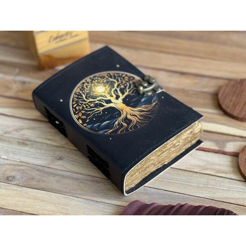 Leather Journal Tree of Life - Genuine Leather Notebooks For Women - Beautiful Journal For Sketches Book Traveling Book Blank Spell Book
