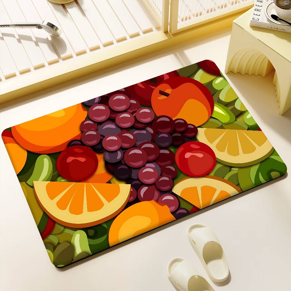 Cartoon Fruit Pattern Hallway Carpet Non-Slip Laundry Room Mat Laundry Decor Balcony Child Living Room Toilet Rug