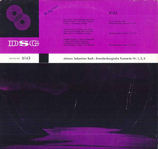 

LP Record JOHANN SEBASTIAN BACH Brandenburgische Konzerte Nr.1 2 6143 DSG Germany Classical Used