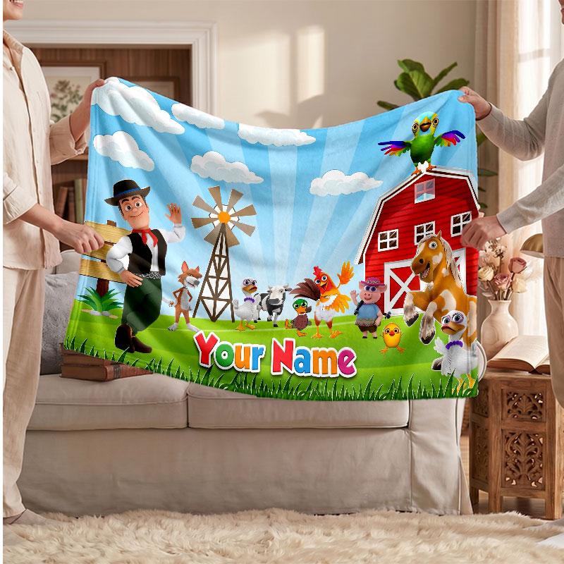 La Granja De Zenón Personalized Flannel Blanket, Custom Printed Text Name, Warm Soft Blanket For Couch Bed