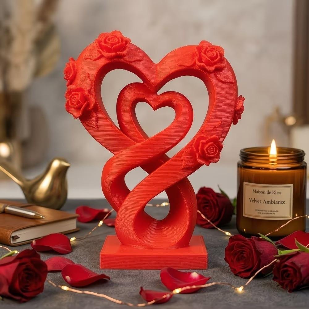 Modernes Herz-Rosen-Ornament Romantisches Herz-Statuen-Ornament Kreatives Liebes-Ornament Valentinstagsgeschenk