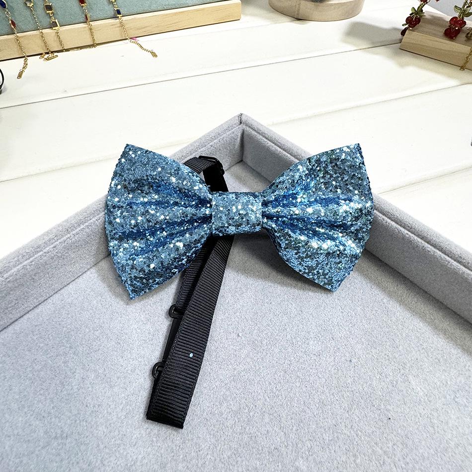 British Style Glitter Adjustable PU Bow Tie for Adults