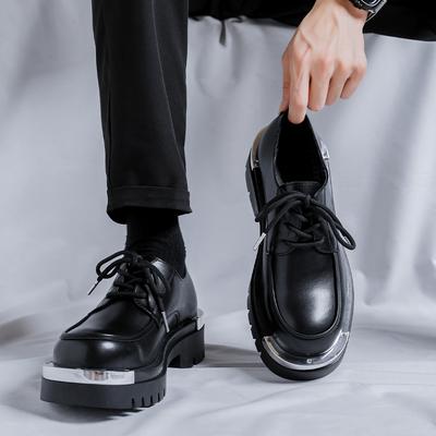 Plattform Mann Japan Harajuku Koreanische Metall Mode Schwarz Business Hochzeit Leder Schuh Männer Plattform Streetwear Casual Cargo Schuhe