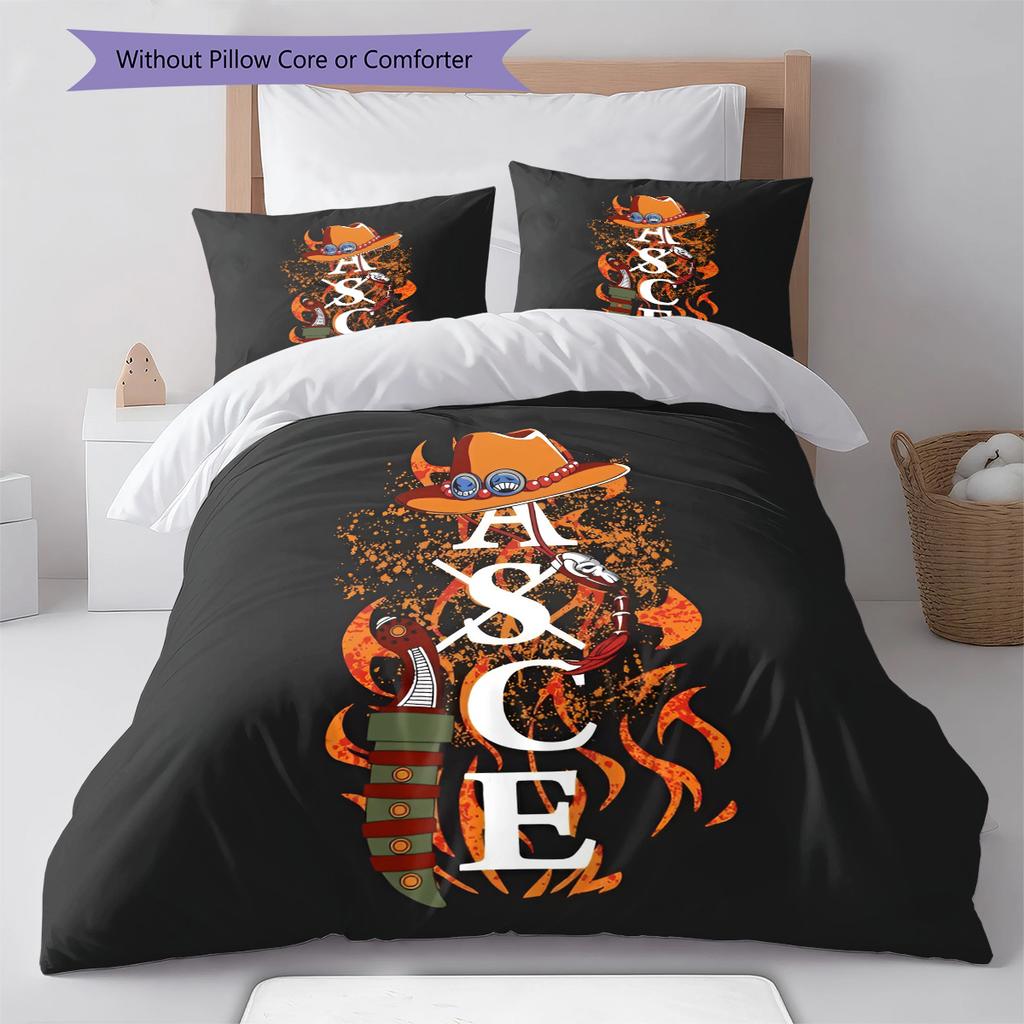 Conjunto de Colcha com Padrão de Desenho Animado Capa de Colcha Fronha Decoração de Casa Presente de Aniversário (1 capa de edredom + 2 fronhas, sem enchimento.)