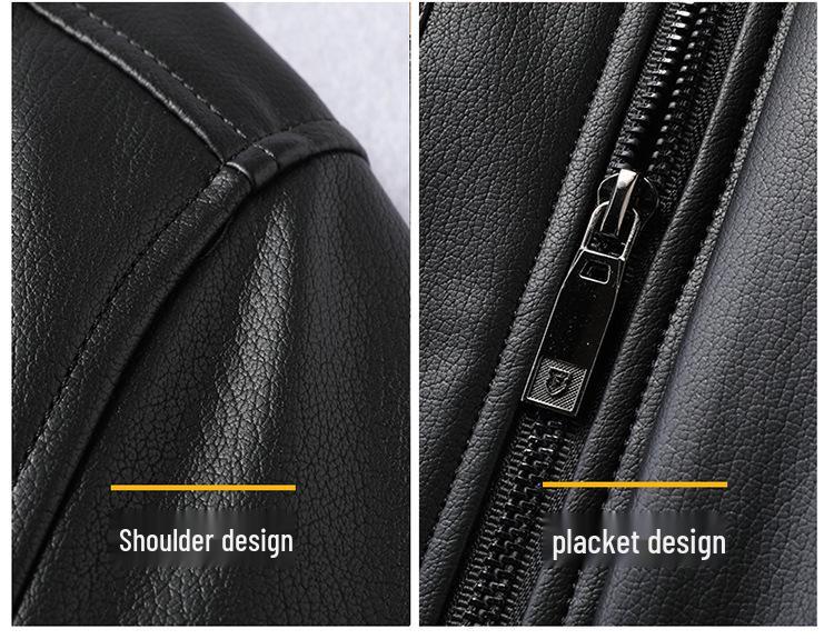 Men's Plus Size Fur Collar Leather Jacket - Warm Winter Outerwear for Middle-Aged Dads
