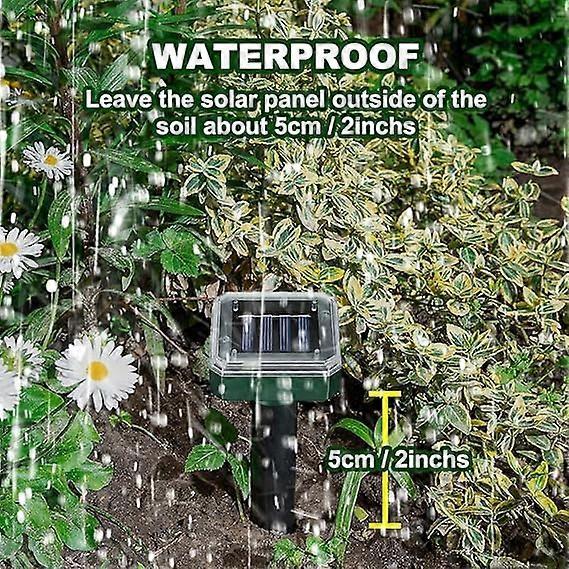 Solar Mole Repellent 4 Pack Easy to use Waterproof Gopher Scarer Ultrasonic Groundhog Repeller Outdoor Rat Deterrent