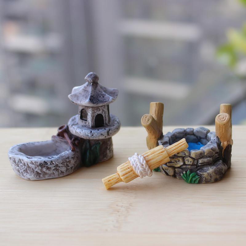 Mini Landscape Lighthouse Ancient Well Mini Tower Chinese Small Ornaments Retro Resin Home Decoration Small Ornaments