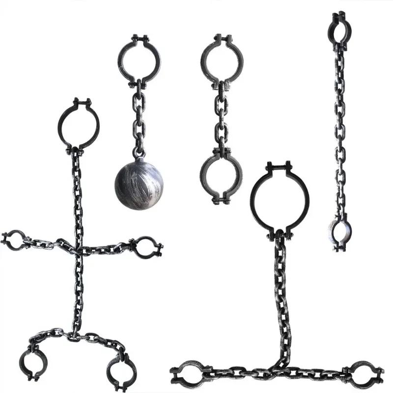 Festival Plays Costume Halloween Prop Handcuffs Cosplay Toy Anklets Black Plastic Shackle Chain Halloween Play Accessories