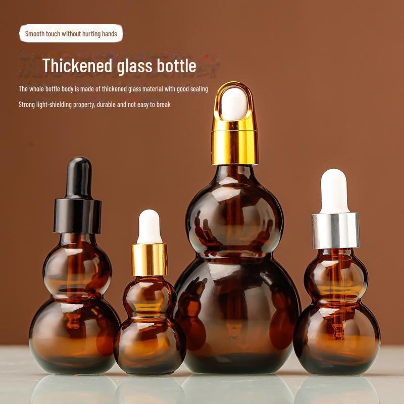 Kreativ Brun Glass Dobbelt Gresskar Eterisk Olje Reiseflaske for Kosmetikk og Essensprøver