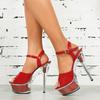 Women's Platform Sandals Fashion Nightclubs Transparent Crystal Thin Heels 15CM Sexy Car Sandals