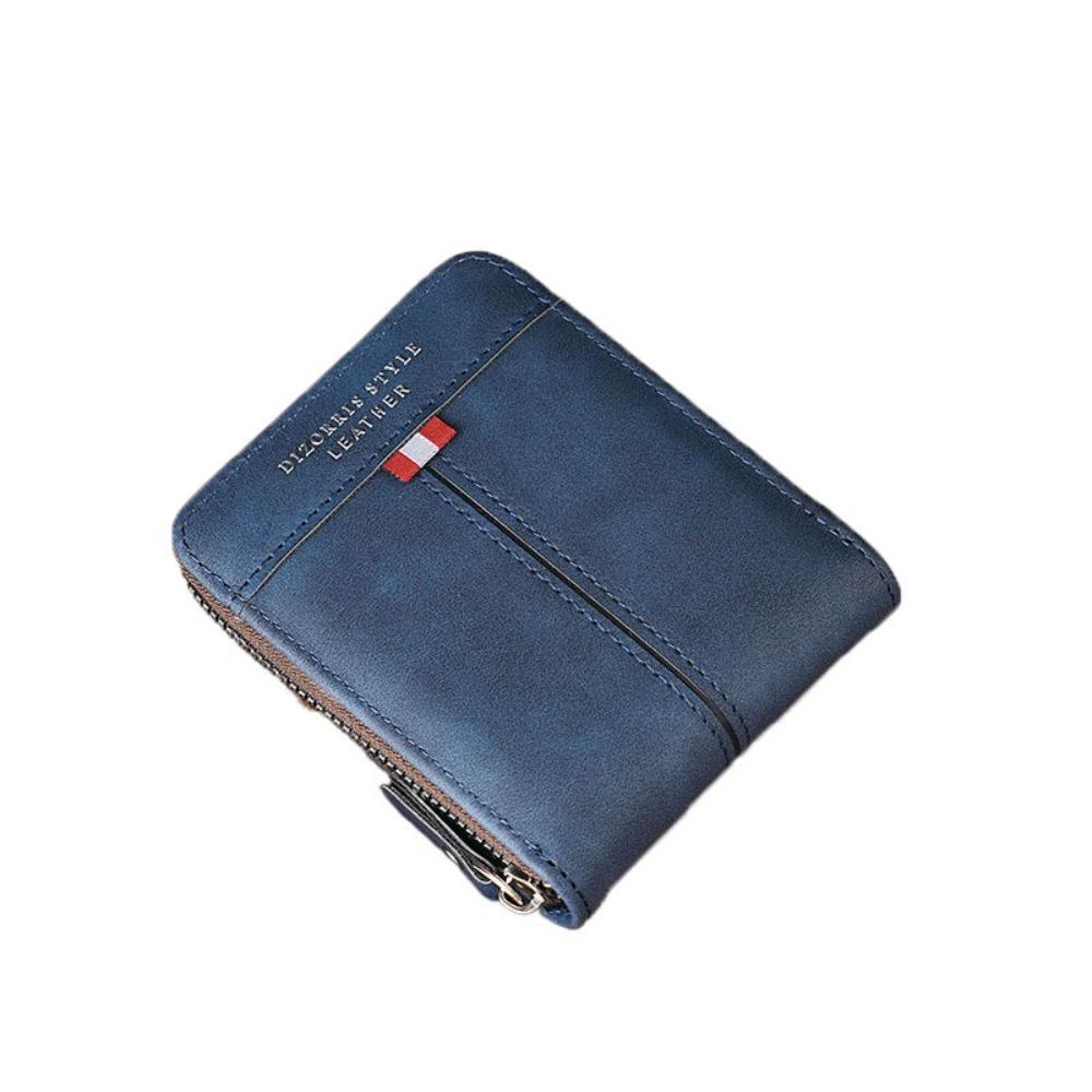 Zipper Men Short Wallet PU Leather ID Card Holder Fashion Business Clutch Bag  Gift