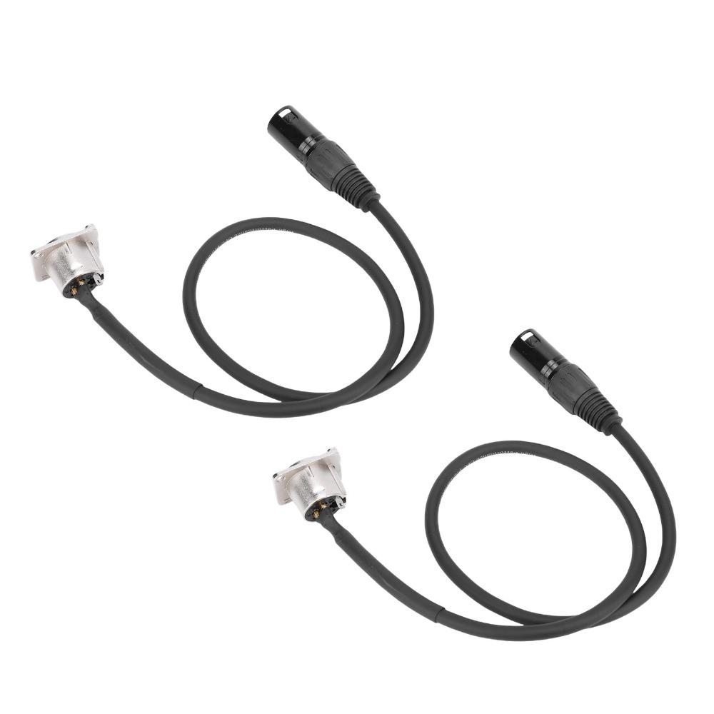 2 Pcs No Solder Panel Mount Adapter 0.6m / 1.97ft Mic Feed Thru Converter  for Patch Panel чёрный