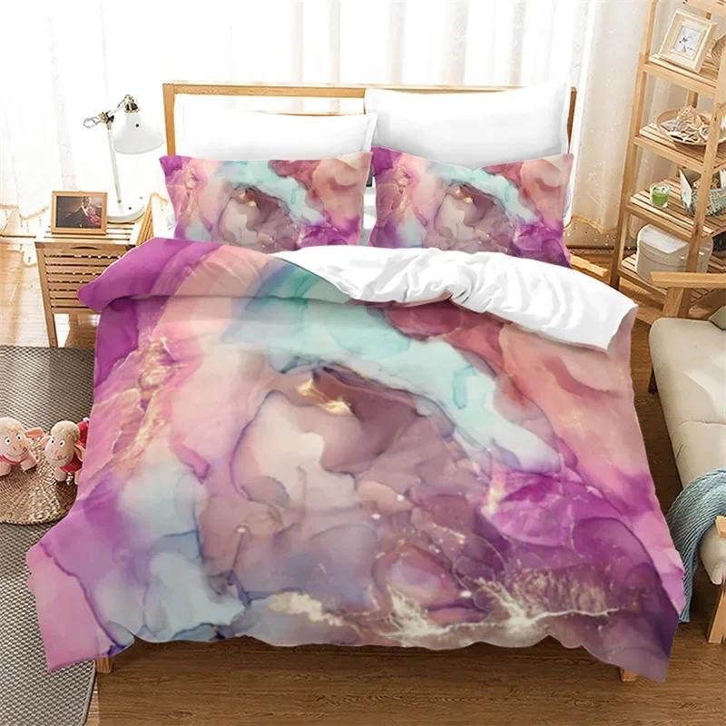 Marble Duvet Cover Abstract Geometric Bedding Set Microfiber Full Queen King Comforter Cover For Kids Girls Boys Bedroom Decor