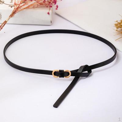 Adjustable Women Belts Fashion Thin Waist Belt Gold Buckle Retro Style Leather Skinny for Girls