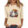 Women's Fashion Casual Three-quarter Sleeve Halloween Printed Round Neck Top