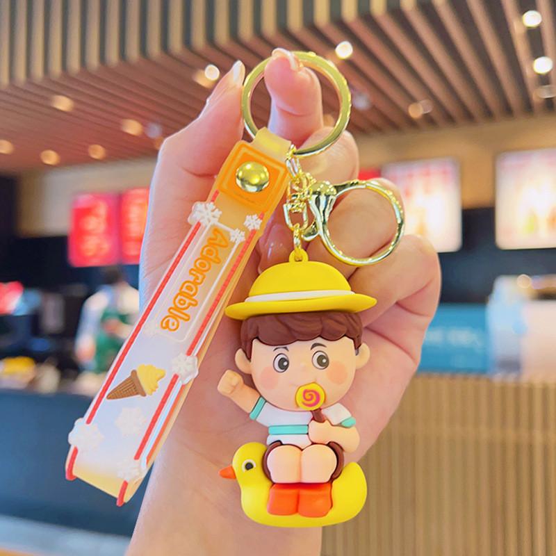 Adorable Cartoon Animal Keychains Soft Rubber Key Rings Cute Couple Gifts