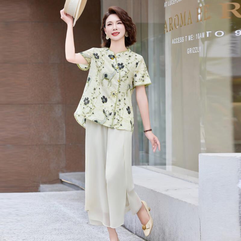 Elegant Chiffon Short-Sleeve Blouse for Middle-Aged Women