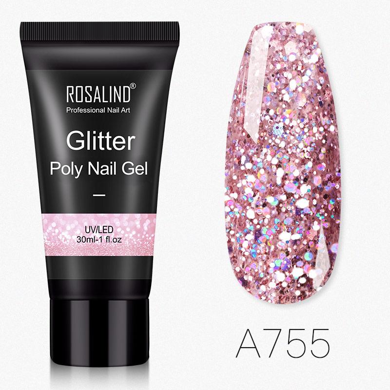 ROSALIND 30ml läikiv polüesterküünegeel 6 värvi kiirkinnitusega pikendus