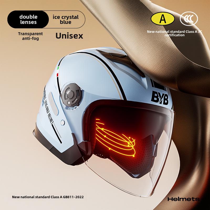 BYB A-Class 3C Certified Universal Helmet with Anti-Fog Dual Lens for Motorcycle/Electric Vehicle (Four Seasons).