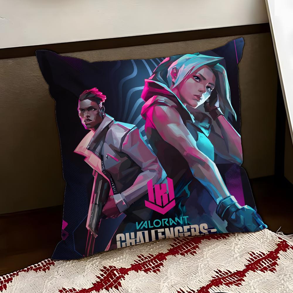 VValorantS Game Cushion Cover Reversible Soft Durable Pillow Cover Home Car MultiScene Use for Daily Comfort