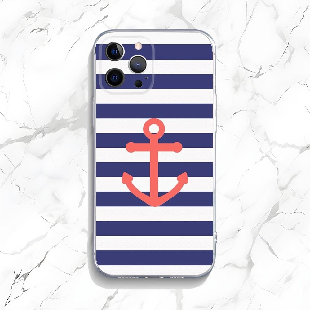 Anchor Compass Nautical Sailor Phone Case For iPhone 16,15,14,13,12,11 Plus,Pro,Max,XR,XS,X,7,8 Plus,SE,Mini Transparent Shell