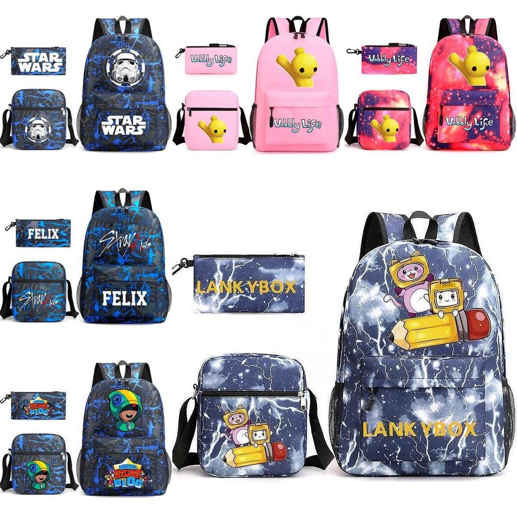 Mr Beast Lightning Cat Three Piece Backpack Set For School With Cute And Fun Design