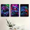 3pcs Vibrant Neon Game Console Canvas Art Print Set - Frameless, Colorful Gaming Wall Decor for Living Room, Bedroom, Office, Ki