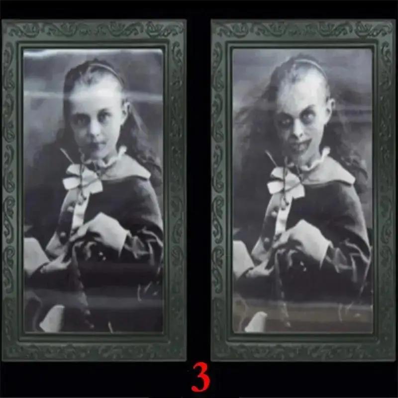 Pretty 3D Changing Face Ghost Picture Frame Halloween Decoration Horror Craft Supplies Haunted House Party Decor Halloween Props