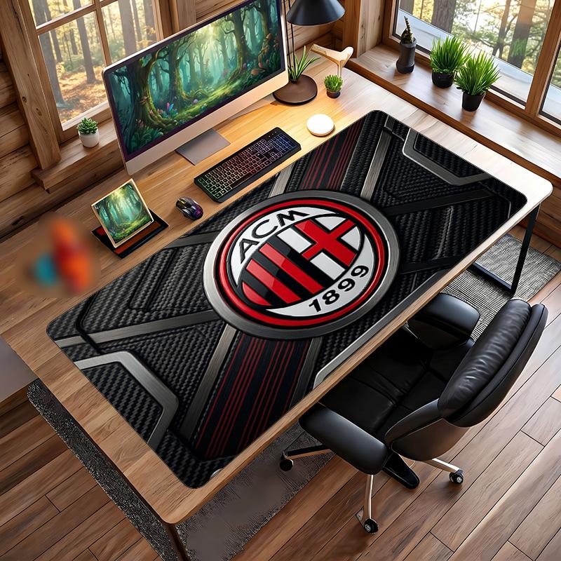 Tappetino per Mouse Grande Stampato AC Milan, Tappetino Morbido in Gomma Antiscivolo per Scrivania da Gioco per Ufficio Laptop Computer Decorazione