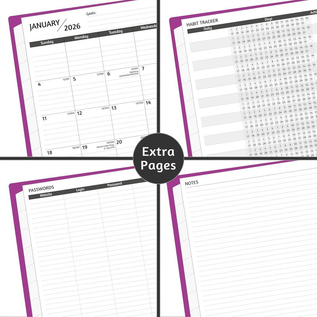 Monthly Planner 2026-2028, 36 Months Calendar Planner 2026-2028 from Jan 2026 – Dec 2028, 8.5'' x 11'' with Ruled Spread, Flexible Cover, Spiral