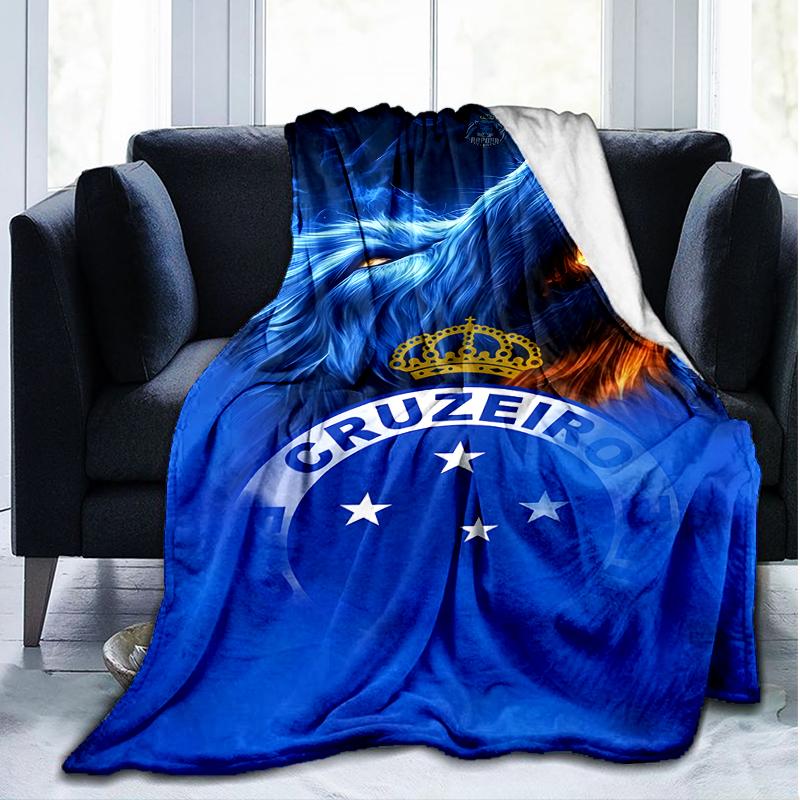 1PC Cruzeiro Esporte Clube Crest Printed Soft Flannel Blanket Throw for Adult Bedroom Living Room Sofa Camping Travel Fan gifts Christmas Gifts