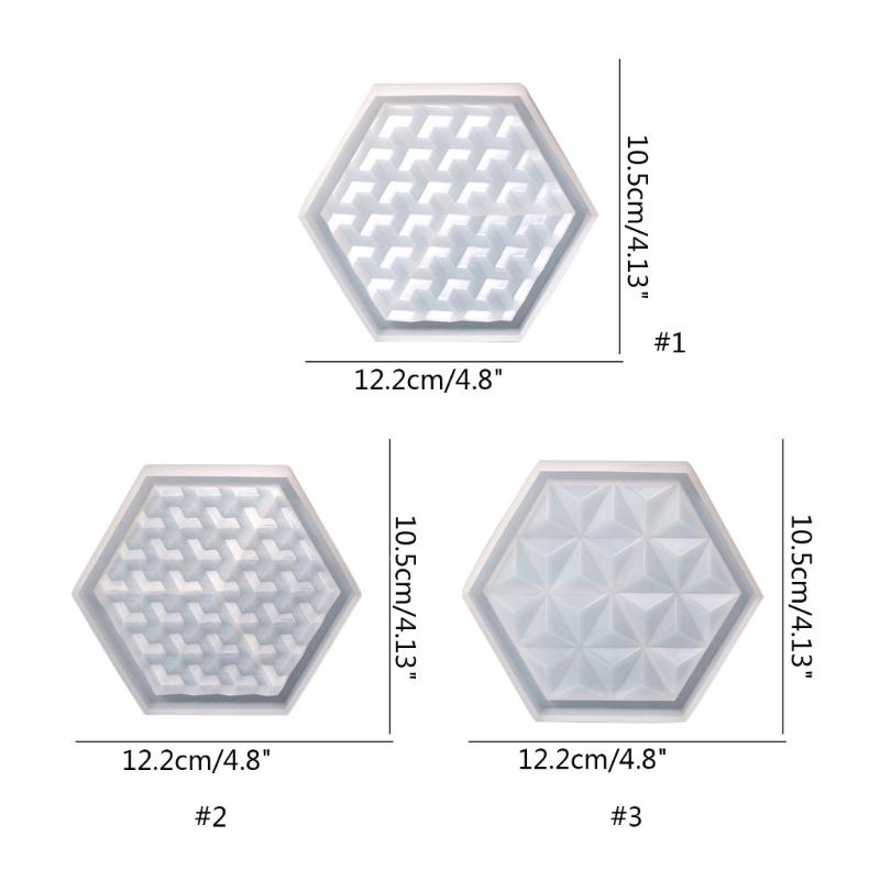 Gemeotric Hexagon Coaster Mold Resin Silicone Molds Diy Crystal Glues Storage Tray Mold for Making Fruit Storage Plate