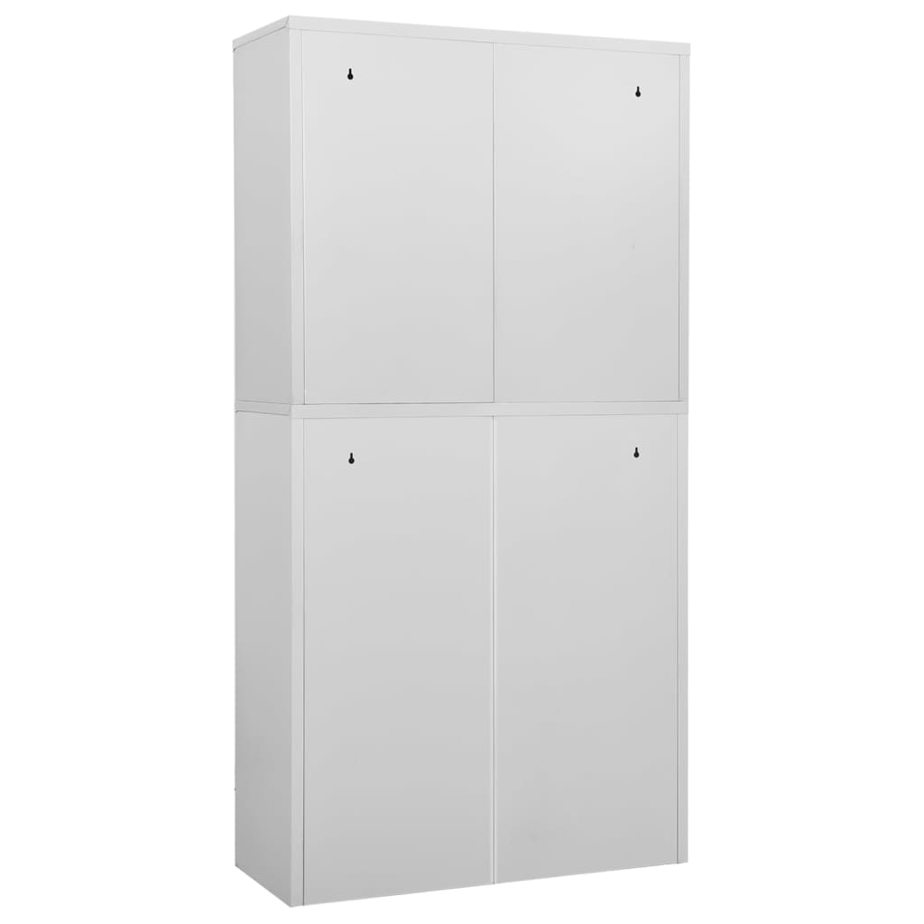 Office Cabinet Light Grey 90 x 40 x 180 cm Steel and Tempered Glass