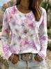 T-shirt Femme Impression Graphique Florale Mode Classique Décontracté Manches Longues Col Rond Hauts Regular Décontracté Quotidien Week-end