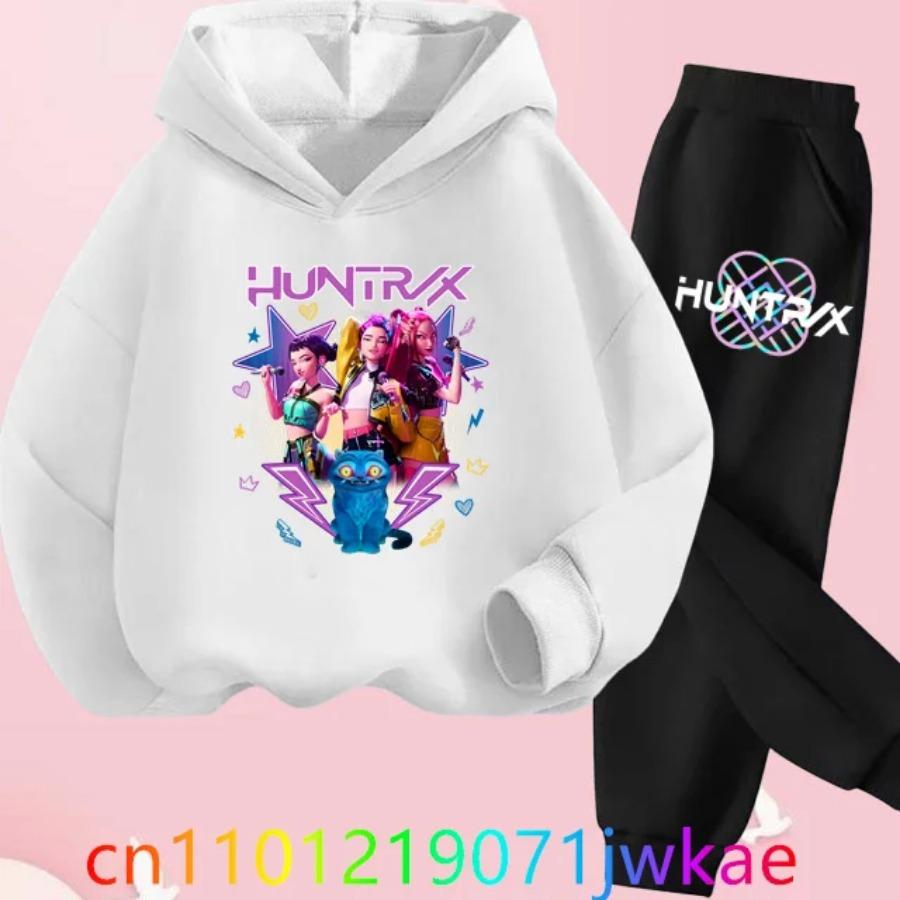 Kids Hoody Suit KPop Demon Hunters Printed Children's Clothing Y2K Hoodies+Pants Sports Sets