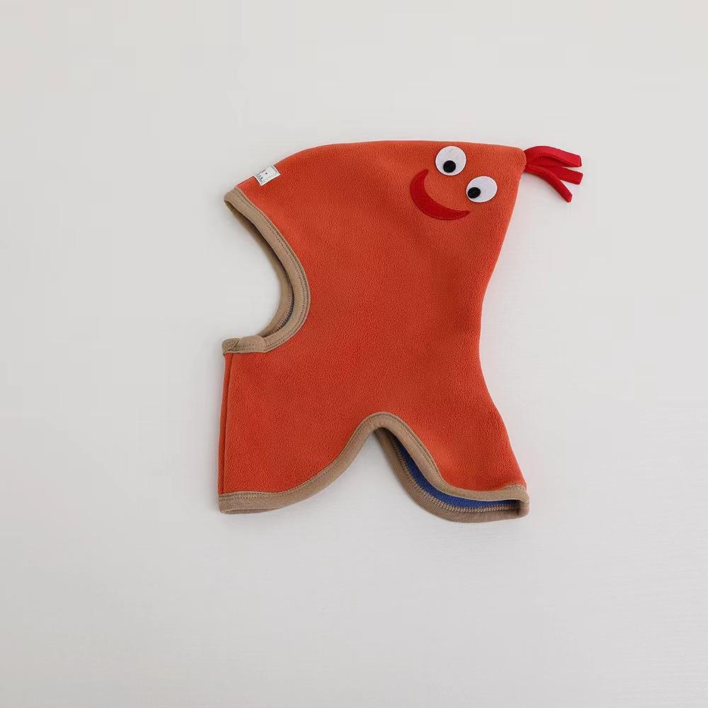Niedliche Babymütze, Schal, einteilig, weiches Fleece, Herbst/Winter, Kinder-Beanie, warme Ohren, Nackenschutz, Cartoon-Kinderkappe